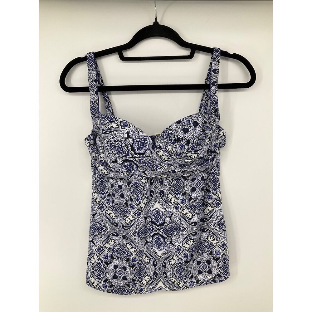 SOMA size 36C NEW Blue White Paisley Underwire Tankini Swimsuit TOP - Picture 2 of 9